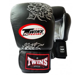 Боксерские перчатки Twins Special с рисунком (FBGV-6 black-silver)
